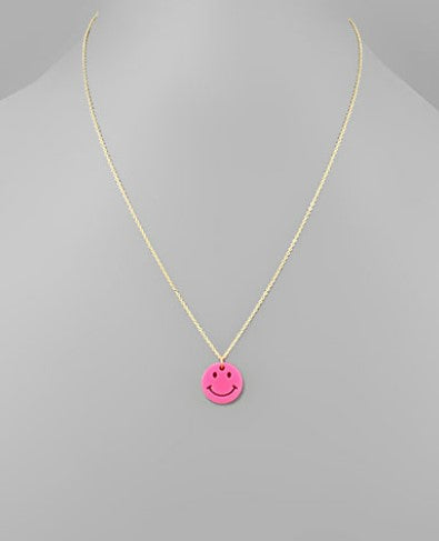 Smile Pendant Necklace - Pink