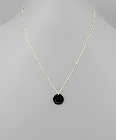 Smile Pendant Necklace - Black