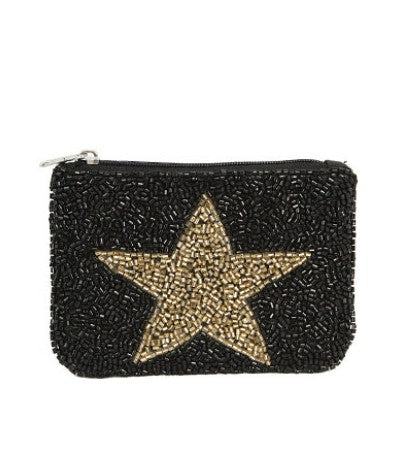 Beaded Star Coin Pouch - Black