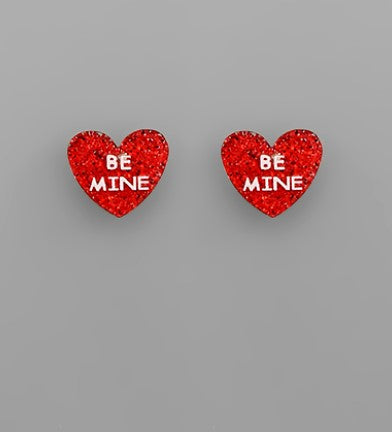 Celluloid Heart Studs - Red Be Mine
