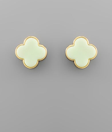 Acrylic Clover Post Earrings - Mint