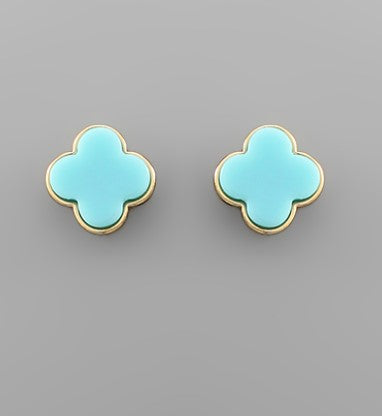 Acrylic Clover Post Earrings - Blue