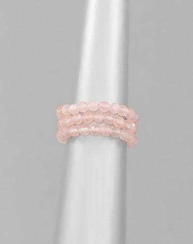 Glass Bead Stretch Ring - Pink