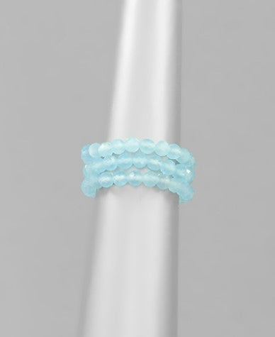 Glass Bead Stretch Ring - Blue