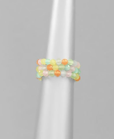 Glass Bead Stretch Ring - Colorful