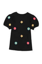 Online Exclusive: Embroidered Floral Puff Sleeve Tee