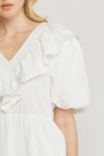 Run away with love ruffle mini dress - white - shoptheexchange