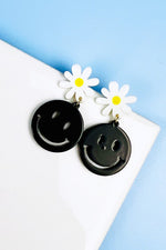 Smiley Face and Flower Acrylic Earrings