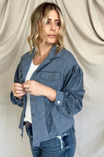 OE: Exposed Seam Patchwork Raw Hem Buttoned Jacket