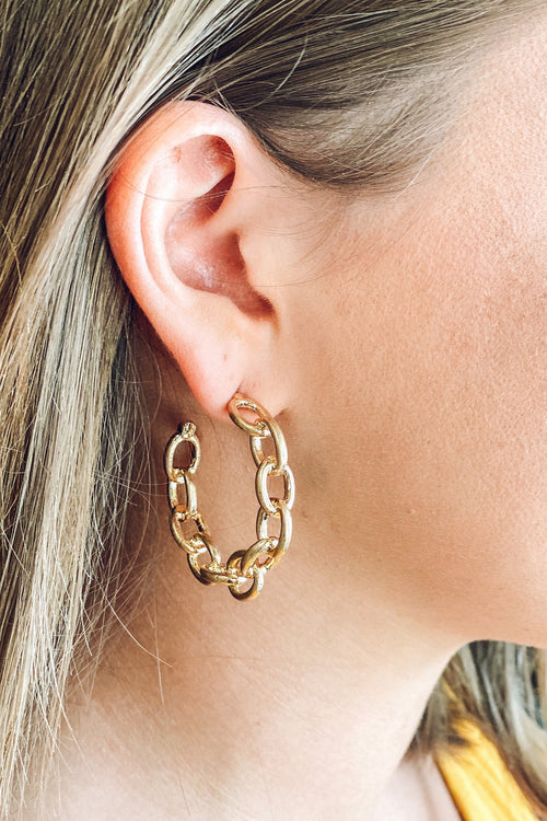 Chain Link Open Hoop Earrings - shoptheexchange