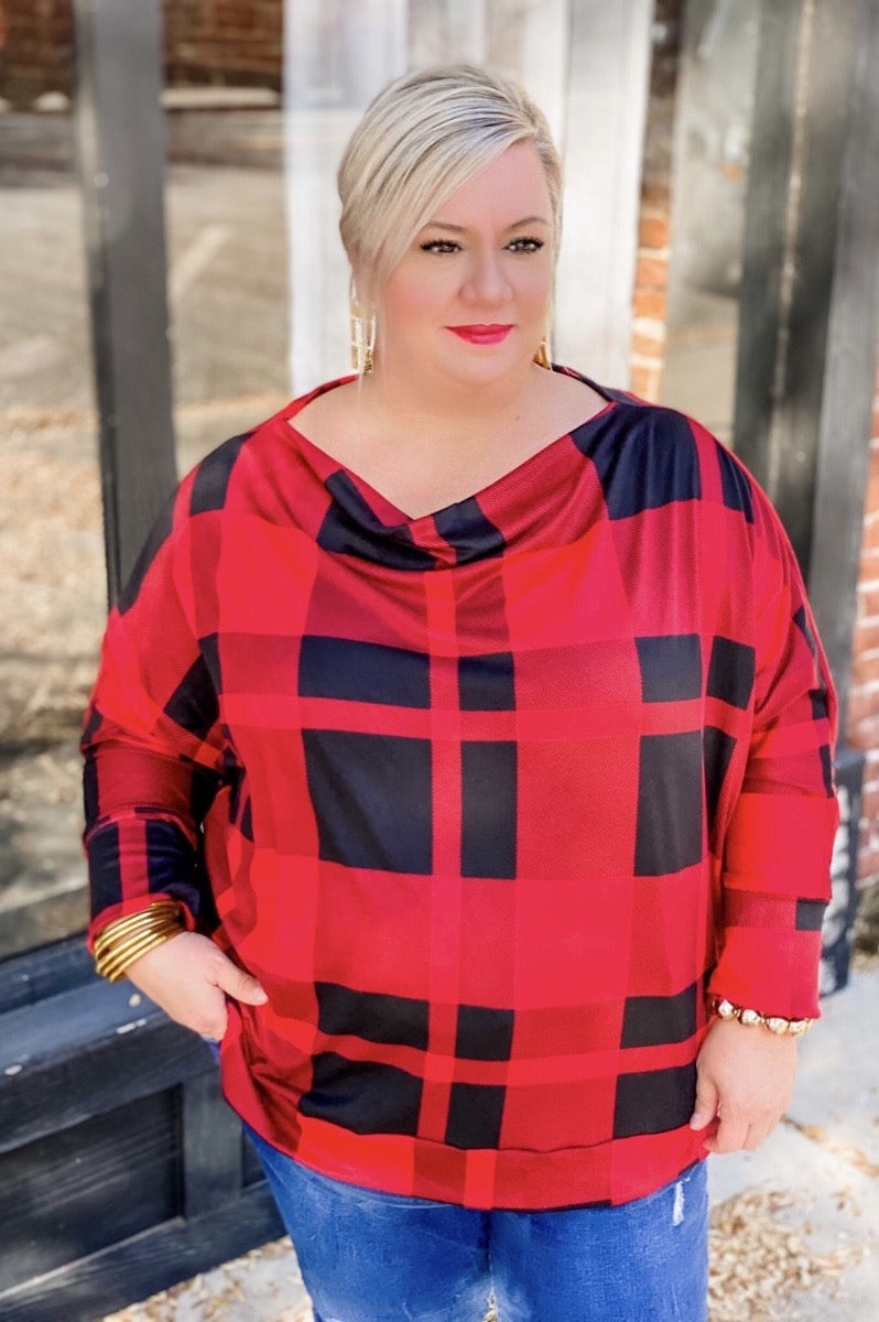 Morning Frost Plaid Knit Top - Plus