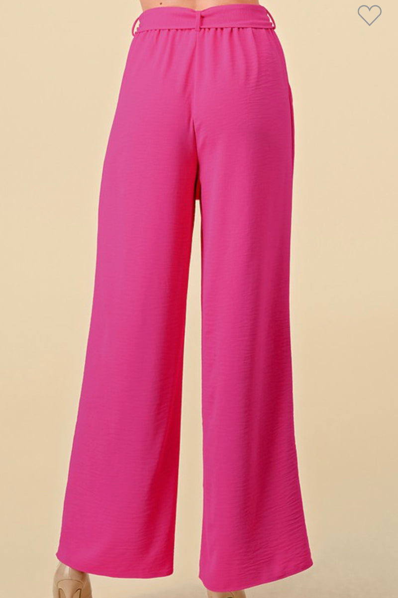 Walk This Way Solid Pants - Pink