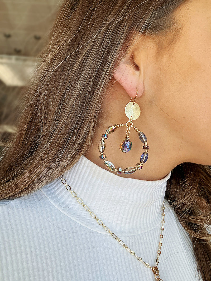 Round Jeweled Disc Earrings