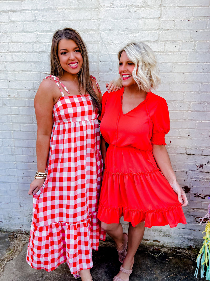 Red and White Gingham Dress