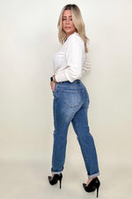 OE: Risen High Rise Destroyed Slim Girlfriend Jeans